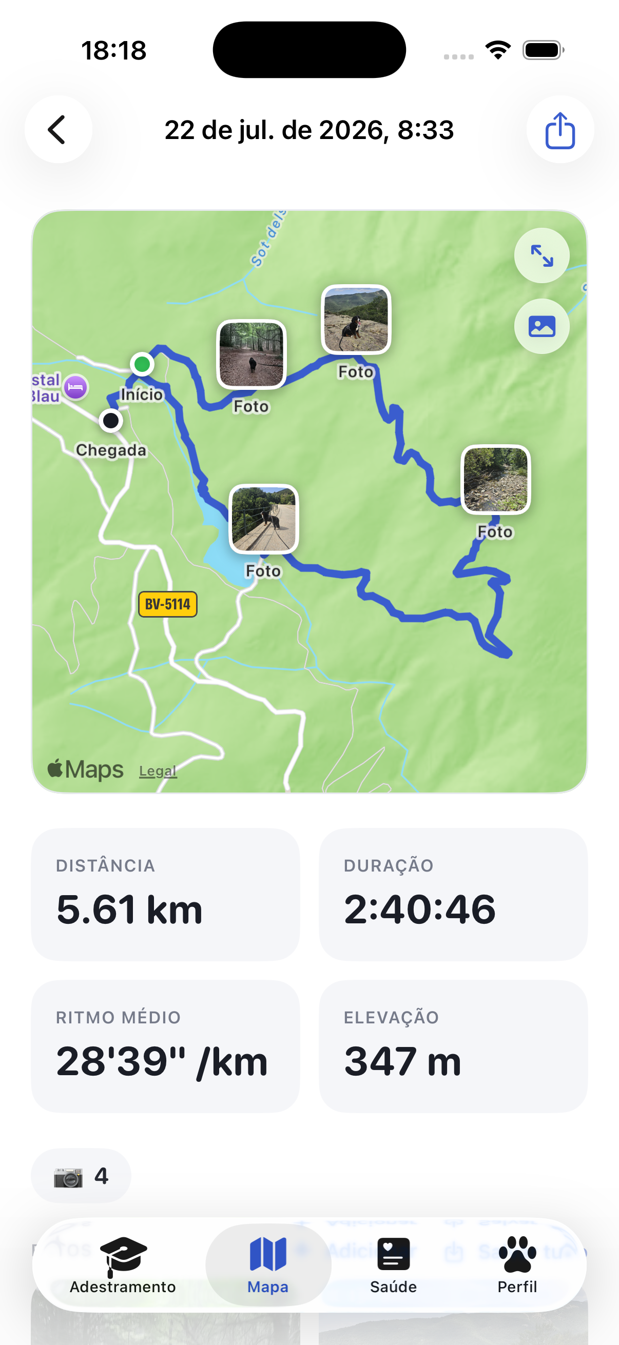 Um passeio registrado no mapa do Ruffy